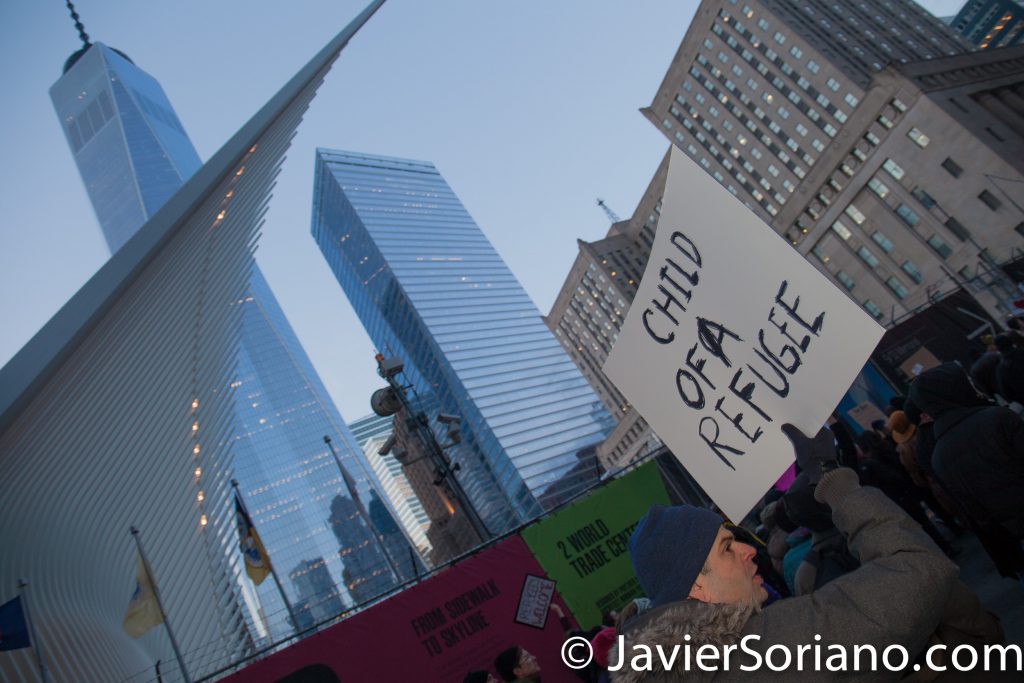 1/29/2017 Lower Manhattan, NYC - People’s protectors in support of Muslims, refugees, immigrants. Photo by Javier Soriano/www.JavierSoriano.com