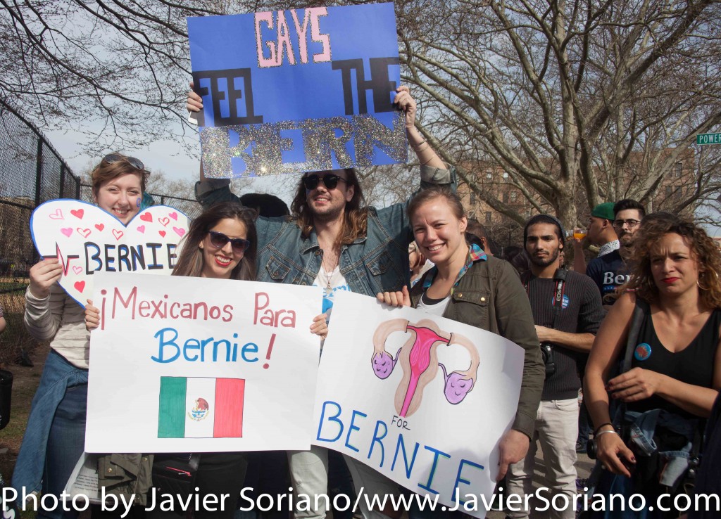 March 31, 2016. Bronx, New York City – Supporters of Bernie Sanders for president. Photo by Javier Soriano/http://www.JavierSoriano.com/