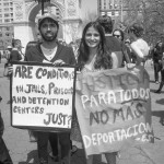 Thursday, May 1, 2014. New York City – International Workers' Day or May Day. Washington Square Park. "Are conditions in jails, prisons and detentions centers just?" "Justicia para todos. No más deportaciones". Protesters in Washington Square Park. They marched to Union Square Park. 

Jueves 1 de mayo de 2014. Ciudad de Nueva York: Día Internacional de los Trabajadores o May Day. 

Photo by Javier Soriano/JavierSoriano.com