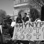 #MyNYPD Photo Booth". Protester in Washington Square Park. Protesters marched to different targets in Manhattan and to Union Square Park. Photo taken by Javier Soriano/www.JavierSoriano.com on 5/1/2014.