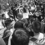 Manifestantes en Washington Square Park. Los manifestantes marcharon a diferentes lugares en Manhattan y al Union Square Park. Foto tomada por Javier Soriano/www.JavierSoriano.com el 01/05/2014.