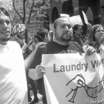 "Laundry workers Center". Protesters marching to different targets in Manhattan and to Union Square Park. Photo taken by Javier Soriano/www.JavierSoriano.com on 5/1/2014.