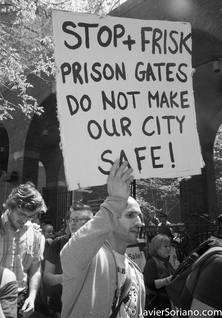 Thursday, May 1, 2014. New York City – International Workers' Day or May Day. "Stop+Frisk prison gates do not make our city safe". Protesters marching to different targets in Manhattan and to Union Square Park. Jueves 1 de mayo de 2014. Ciudad de Nueva York: Día Internacional de los Trabajadores o May Day. Photo by Javier Soriano/JavierSoriano.com