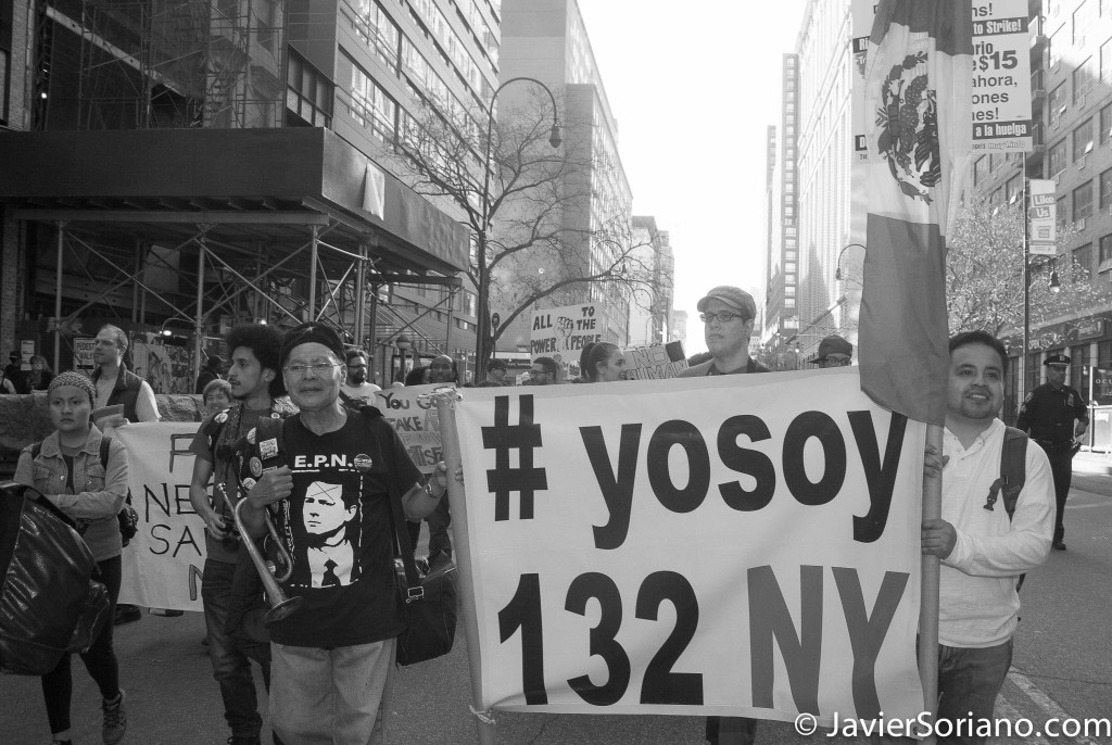 Thursday, May 1, 2014. New York City – International Workers' Day or May Day. Jueves 1 de mayo de 2014. Ciudad de Nueva York: Día Internacional de los Trabajadores o May Day. "Yo Soy 132 NY". Photo by Javier Soriano/JavierSoriano.com