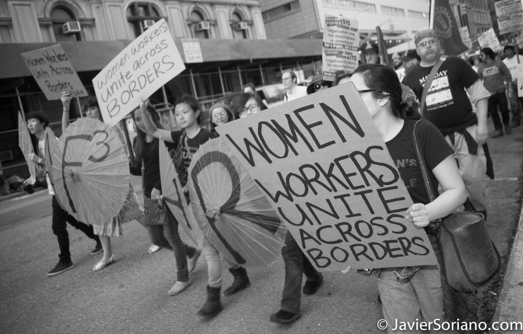Thursday, May 1, 2014. New York City – International Workers' Day or May Day. "Women workers unite across borders"  Jueves 1 de mayo de 2014. Ciudad de Nueva York: Día Internacional de los Trabajadores o May Day.    Photo by Javier Soriano/JavierSoriano.com