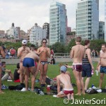 Men enjoying the Summer. They were not in the rally and march. 