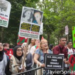 Monday, July 14th, 2014. New York City - Pro-Palestinian supporters: “Stop U.S-Israeli massacre in Gaza!”.
 Photo by Javier Soriano/http://www.JavierSoriano.com/