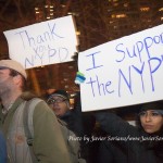 12/19/2014 City Hall, NYC - Supporters of the NYPD. Their signs say, "Thank You NYPD" and "I support the NYPD".
Photo by Javier Soriano/www.JavierSoriano.com
