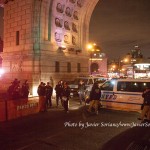 12/19/2014 City Hall, NYC - NYPD officers on the Manhattan Bridge.
Photo by Javier Soriano/www.JavierSoriano.com