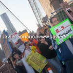 5/14/2015 - March across the Brooklyn Bridge. People demand stronger rent laws and affordable housing for New Yorkers.
Photo by Javier Soriano/http://www.JavierSoriano.com/