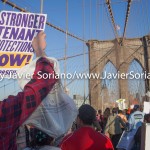 5/14/2015 - March across the Brooklyn Bridge. People demand stronger rent laws and affordable housing for New Yorkers.
Photo by Javier Soriano/http://www.JavierSoriano.com/