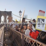5/14/2015 - March across the Brooklyn Bridge. People demand stronger rent laws and affordable housing for New Yorkers.
Photo by Javier Soriano/http://www.JavierSoriano.com/