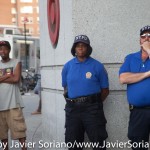 8/3/2015 Flatbush, Brooklyn, NYC - NYPD officers observing demonstrators demanding justice for Alando Brissett. Photo by Javier Soriano/http://www.JavierSoriano.com/