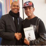 10/06/2015 NYC. The New School - Kevin Powell and a young Black man who attended the conversation between Kevin and bell hooks. Kevin gave his book, The Education of Kevin Powell: A Boy’s Journey into Manhood to this young man.
Photo by Javier Soriano/http://www.JavierSoriano.com/
