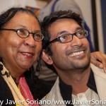 10/07/2015 NYC. The New School - bell hooks posing for a picture with a man who attended the discussion between bell, Darnell Moore and Marci Blackman. 
Photo by Javier Soriano/http://www.JavierSoriano.com/