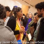10/07/2015 NYC. The New School - bell hooks talking with a young man who attended the conversation.
Photo by Javier Soriano/http://www.JavierSoriano.com/