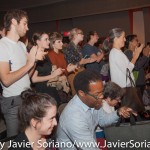10/08/2015 NYC. The New School - People who attended the conversation between bell hooks and Charles Blow standing up and clapping.

Photo by Javier Soriano/http://www.JavierSoriano.com/