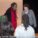 10/09/2015 NYC. The New School - bell hooks and a handsome Black man who attended the conversation between her and Beverly Guy-Sheftall.

Photo by Javier Soriano/http://www.JavierSoriano.com/