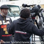 10/24/2015 NYC - Democracy Now journalist interviewing Carl Dix at the rally in support of people killed by police in the United States of America.

Photo by Javier Soriano/http://www.JavierSoriano.com/