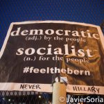 7/26/2016 - Philadelphia, Pa. 
"Democratic (adj.) by the people. Socialist (n.) for the people. #FeelTheBern"
Photo by Javier Soriano/http://www.JavierSoriano.com/