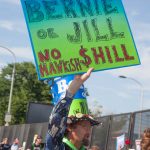 7/26/2016 - Philadelphia, Pa. 
"Bernie or Jill. No hawkish $Hill."
Photo by Javier Soriano/http://www.JavierSoriano.com/