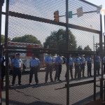 7/26/2016 - Philadelphia, Pa. 
The DNC wall and Philly police officers.
Photo by Javier Soriano/http://www.JavierSoriano.com/