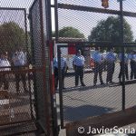 7/26/2016 - Philadelphia, Pa. The DNC wall and Philly police officers.Photo by Javier Soriano/http://www.JavierSoriano.com/