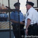 7/26/2016 - Philadelphia, Pa. The DNC wall and Philly police officers.Photo by Javier Soriano/http://www.JavierSoriano.com/