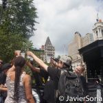 8/2/2016 Abolition Park ( City Hall Park). NYC - #ShutDownCityHallNYC activists celebrate the resignation of Bill Bratton, NYPD Commissioner.
Photo by Javier Soriano/http://www.JavierSoriano.com/