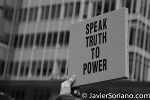 Manhattan, New York City - On Saturday, March 25th, 2017, a group of people gathered at Bryant Park and marched to the New York Times building to support freedom of the press. Photo by Javier Soriano/www.JavierSoriano.com