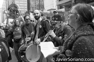3/25/2017 NYC - People for Free Press. Activists in front of the New York Times building. Photo by Javier Soriano/www.JavierSoriano.com