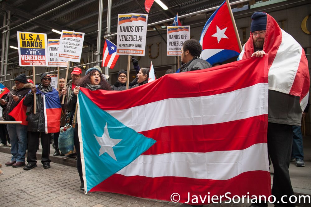 Sábado, 23 de febrero, 2019. Mitin y marcha en la Ciudad de Nueva York: Saquen las manos de Venezuela. Saturday, February 23, 2019. Rally and march in New York City: Hands off Venezuela. Foto por Javier Soriano/www.JavierSoriano.com