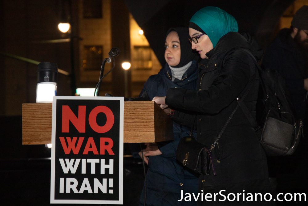 Foley Square Park. Manhattan, New York City. Thursday, January 9, 2020 - People gathered in Foley Square to tell Donald Trump: No War With Iran. We choose peace with Iran and other countries! Photo by Javier Soriano/www.JavierSoriano.com