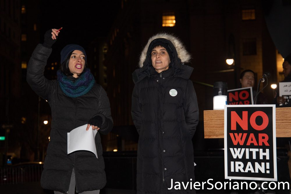 Foley Square Park. Manhattan, New York City. Thursday, January 9, 2020 - People gathered in Foley Square to tell Donald Trump: No War With Iran. We choose peace with Iran and other countries! Photo by Javier Soriano/www.JavierSoriano.com
