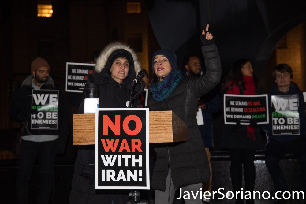 Foley Square Park. Manhattan, New York City. Thursday, January 9, 2020 - People gathered in Foley Square to tell Donald Trump: No War With Iran. We choose peace with Iran and other countries! Photo by Javier Soriano/www.JavierSoriano.com