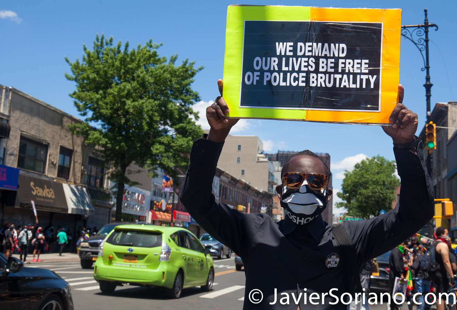 Sunday, June 14, 2020. Brooklyn, New York City - Caribbean Americans gathered on Flatbush Ave and Church Ave in Flatbush and marched to Grand Army Plaza for a rally. Protestors demanded justice for George Floyd, Breonna Taylor and the many other people killed by police officers in the United States of America. They also demanded that Council members and NYC Mayor Bill de Blasio cut the NYPD budget by at least one billion. Photo by Javier Soriano/www.JavierSoriano.com