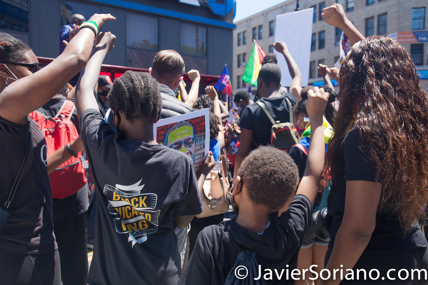 Sunday, June 14, 2020. Brooklyn, New York City - Caribbean Americans gathered on Flatbush Ave and Church Ave in Flatbush and marched to Grand Army Plaza for a rally. Protestors demanded justice for George Floyd, Breonna Taylor and the many other people killed by police officers in the United States of America. They also demanded that Council members and NYC Mayor Bill de Blasio cut the NYPD budget by at least one billion. Photo by Javier Soriano/www.JavierSoriano.com