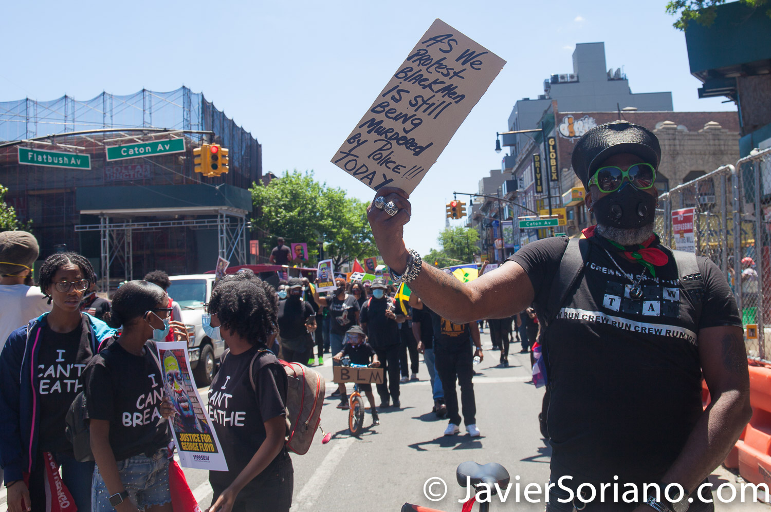Sunday, June 14, 2020. Brooklyn, New York City - Caribbean Americans gathered on Flatbush Ave and Church Ave in Flatbush and marched to Grand Army Plaza for a rally. Protestors demanded justice for George Floyd, Breonna Taylor and the many other people killed by police officers in the United States of America. They also demanded that Council members and NYC Mayor Bill de Blasio cut the NYPD budget by at least one billion. Photo by Javier Soriano/www.JavierSoriano.com