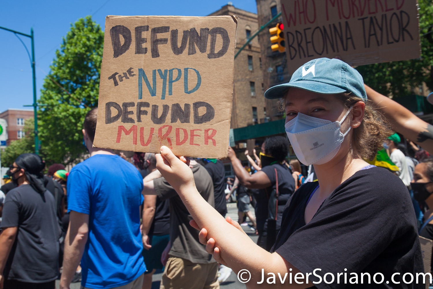 Sunday, June 14, 2020. Brooklyn, New York City - Caribbean Americans gathered on Flatbush Ave and Church Ave in Flatbush and marched to Grand Army Plaza for a rally. Protestors demanded justice for George Floyd, Breonna Taylor and the many other people killed by police officers in the United States of America. They also demanded that Council members and NYC Mayor Bill de Blasio cut the NYPD budget by at least one billion. Allies of the Caribbean community joined the march and rally. Photo by Javier Soriano/www.JavierSoriano.com