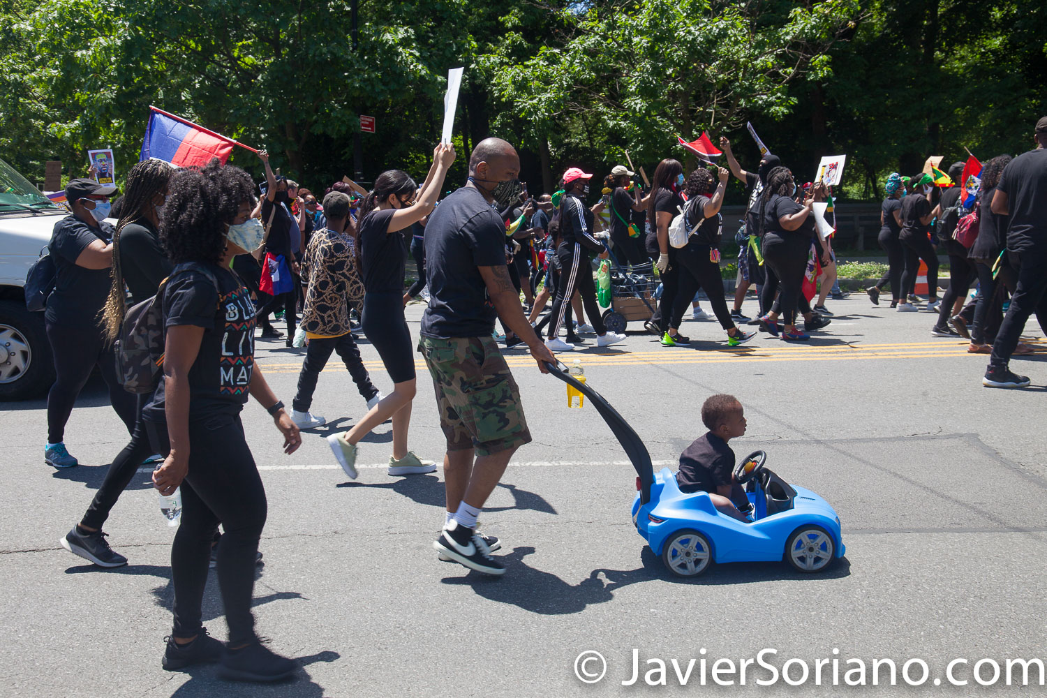 Sunday, June 14, 2020. Brooklyn, New York City - Caribbean Americans gathered on Flatbush Ave and Church Ave in Flatbush and marched to Grand Army Plaza for a rally. Protestors demanded justice for George Floyd, Breonna Taylor and the many other people killed by police officers in the United States of America. They also demanded that Council members and NYC Mayor Bill de Blasio cut the NYPD budget by at least one billion. Photo by Javier Soriano/www.JavierSoriano.com