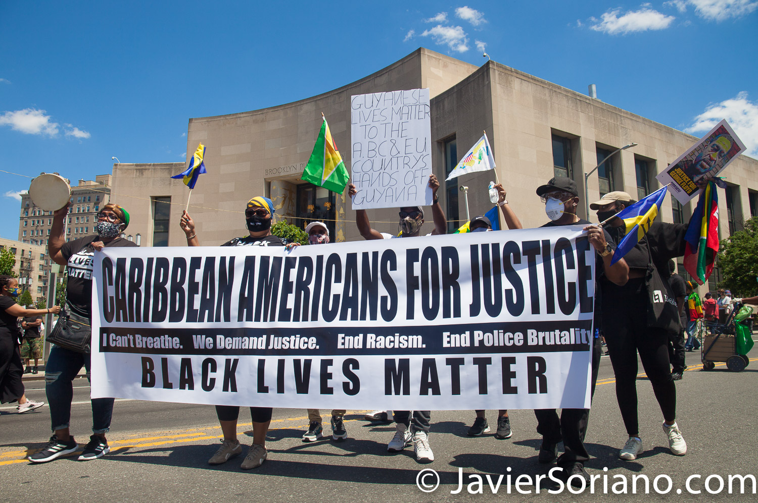 Sunday, June 14, 2020. Brooklyn, New York City - Caribbean Americans gathered on Flatbush Ave and Church Ave in Flatbush and marched to Grand Army Plaza for a rally. Protestors demanded justice for George Floyd, Breonna Taylor and the many other people killed by police officers in the United States of America. They also demanded that Council members and NYC Mayor Bill de Blasio cut the NYPD budget by at least one billion. Photo by Javier Soriano/www.JavierSoriano.com
