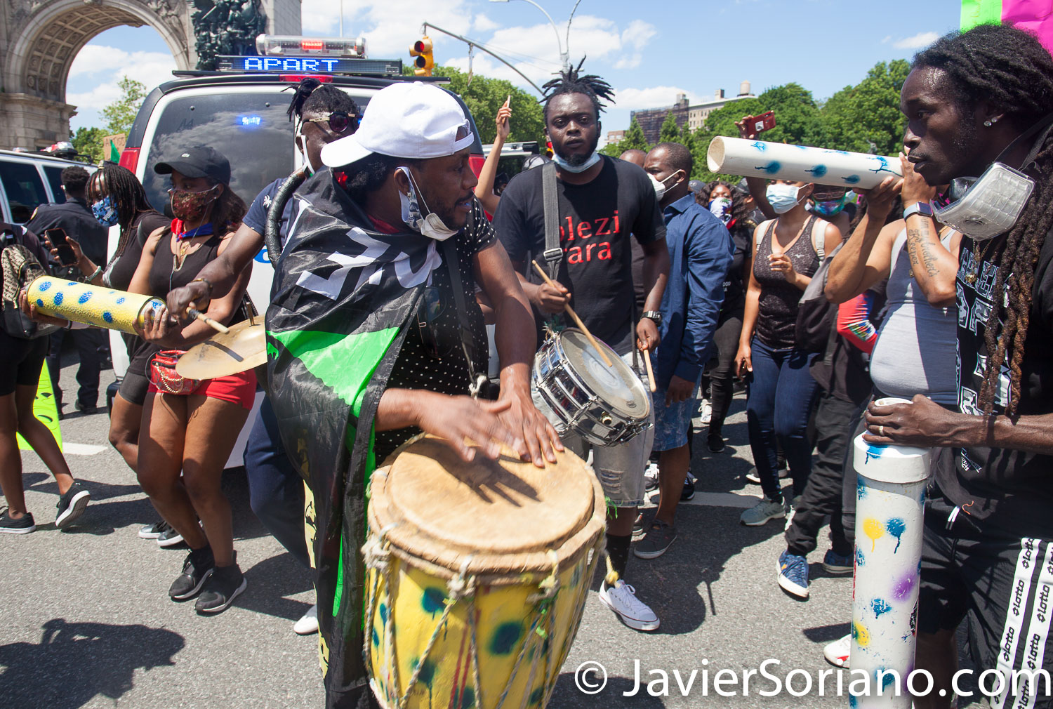 Sunday, June 14, 2020. Brooklyn, New York City - Caribbean Americans gathered on Flatbush Ave and Church Ave in Flatbush and marched to Grand Army Plaza for a rally. Protestors demanded justice for George Floyd, Breonna Taylor and the many other people killed by police officers in the United States of America. They also demanded that Council members and NYC Mayor Bill de Blasio cut the NYPD budget by at least one billion. Photo by Javier Soriano/www.JavierSoriano.com