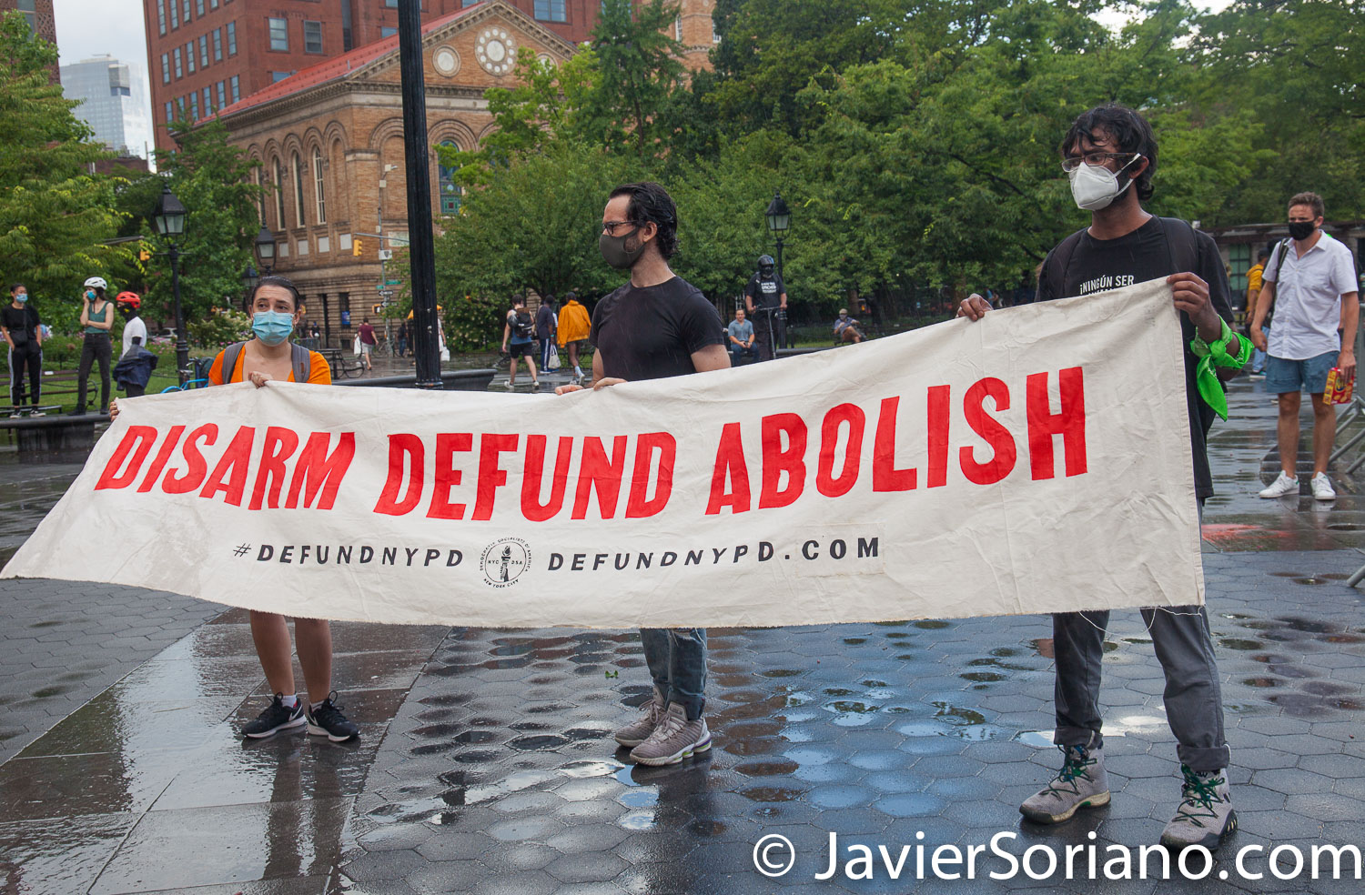 Monday, June 29, 2020. New York City – “Mass March to Defund the NYPD and Abolish the Police” organized by NYC-DSA. People gathered in Washington Square Park in Manhattan and marched to City Hall Park to join people at "Occupy City Hall". Protesters “demand that the City Council cut the NYPD police force and the NYPD budget in half and re-invest in community and social needs.” Photo by Javier Soriano/www.JavierSoriano.com