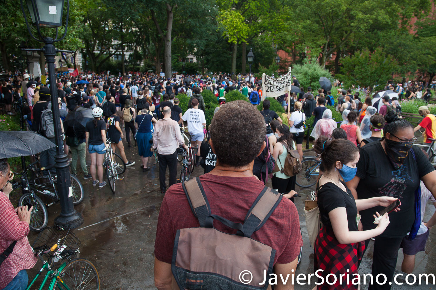 Monday, June 29, 2020. New York City – “Mass March to Defund the NYPD and Abolish the Police” organized by NYC-DSA. People gathered in Washington Square Park in Manhattan and marched to City Hall Park to join people at "Occupy City Hall". Protesters “demand that the City Council cut the NYPD police force and the NYPD budget in half and re-invest in community and social needs.” Photo by Javier Soriano/www.JavierSoriano.com