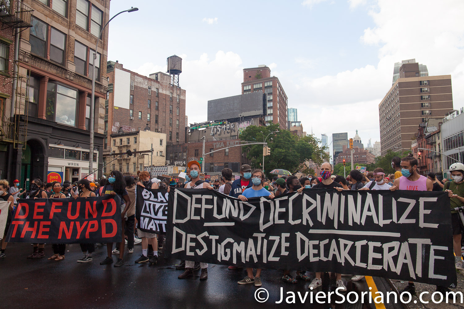 Monday, June 29, 2020. New York City – “Mass March to Defund the NYPD and Abolish the Police” organized by NYC-DSA. People gathered in Washington Square Park in Manhattan and marched to City Hall Park to join people at "Occupy City Hall". Protesters “demand that the City Council cut the NYPD police force and the NYPD budget in half and re-invest in community and social needs.” Photo by Javier Soriano/www.JavierSoriano.com