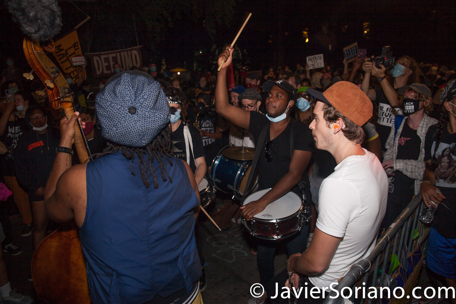 Monday, June 29, 2020. New York City – “Mass March to Defund the NYPD and Abolish the Police” organized by NYC-DSA. People gathered in Washington Square Park in Manhattan and marched to City Hall Park to join people at "Occupy City Hall". Protesters “demand that the City Council cut the NYPD police force and the NYPD budget in half and re-invest in community and social needs.” Protesters at "Occupy City Hall". Photo by Javier Soriano/www.JavierSoriano.com