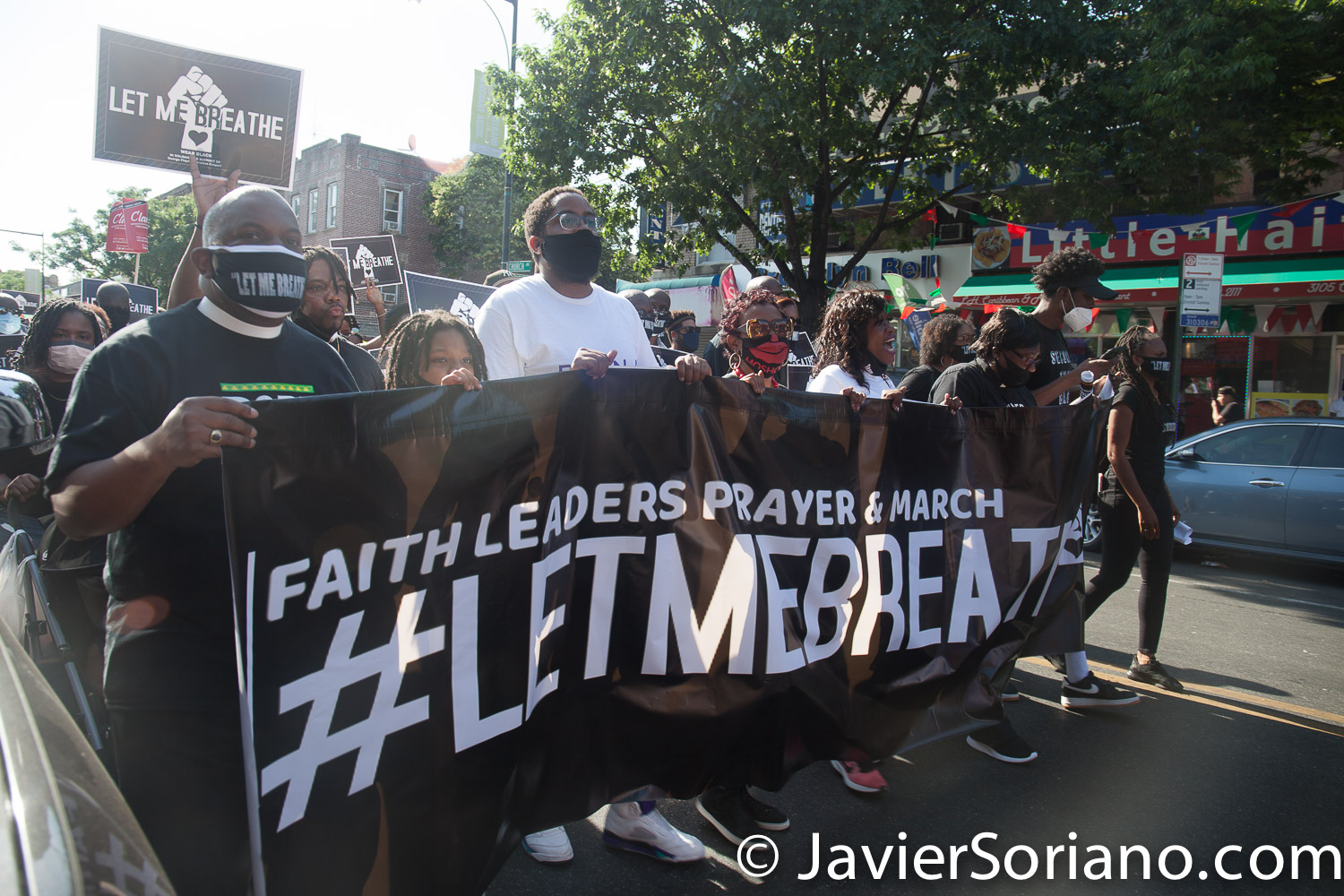 Sunday, June 21, 2020. New York City – “Father’s Day. Faith Leaders Prayer and March” in East Flatbush, Brooklyn. Protestors said they were praying for peace and justice. They marched “in solidarity and support of the fight of systemic racism.” People marched from Nostrand Avenue and Church Avenue to The Rugby Deliverance Tabernacle on 4901 Snyder ave. Photo by Javier Soriano/www.JavierSoriano.com