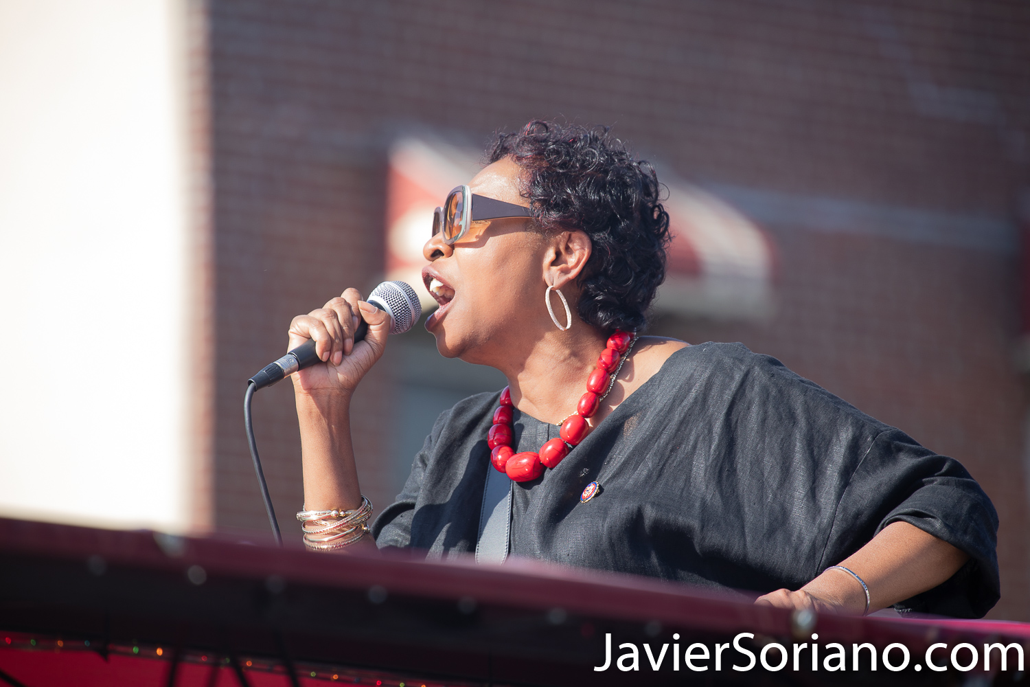 Sunday, June 21, 2020. New York City – “Father’s Day. Faith Leaders Prayer and March” in East Flatbush, Brooklyn. Protestors said they were praying for peace and justice. They marched “in solidarity and support of the fight of systemic racism.” People marched from Nostrand Avenue and Church Avenue to The Rugby Deliverance Tabernacle on 4901 Snyder ave. Yvette Diane Clarke was one of the speakers. She is a Democratic member of the U.S. House of Representatives representing New York's 9th congressional district. Photo by Javier Soriano/www.JavierSoriano.com