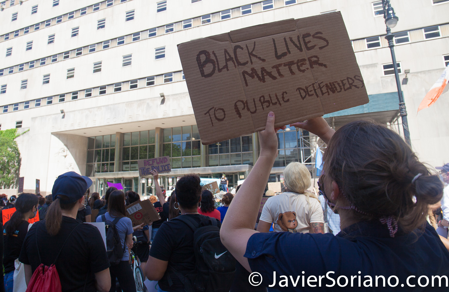 Monday, June 8, 2020. Brooklyn, New York City – Public Defenders in front of The Supreme Court of the State of New York. They said, “Black Lives Matter to Public Defenders”. Public Defenders marched from Brooklyn to Manhattan. Photo by Javier Soriano/www.JavierSoriano.com
