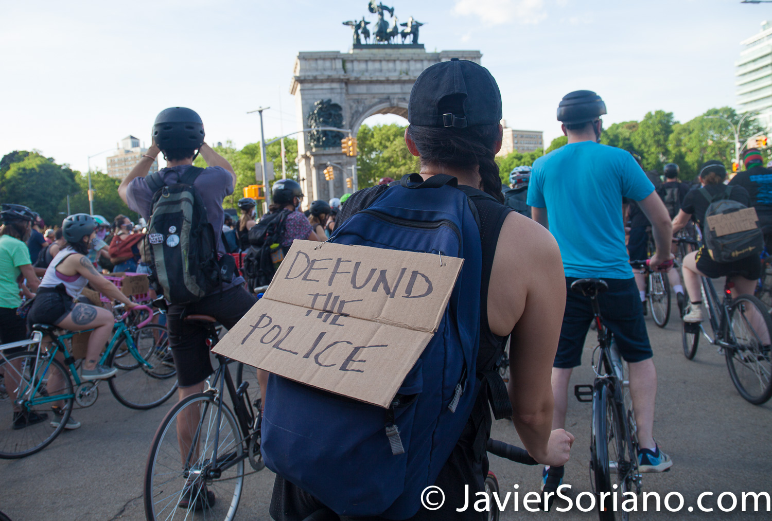 Monday, June 8, 2020. Brooklyn, New York City – “Ride Your Bike in Solidarity with BLM” at Grand Army Plaza. Photo by Javier Soriano/www.JavierSoriano.com